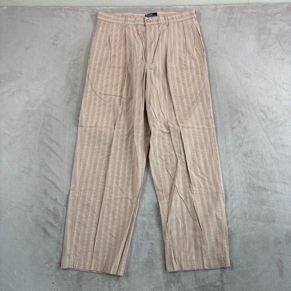 Vintage Polo Ralph Lauren Pleated Trouser Pants in Brown Striped Men 32x29 USA